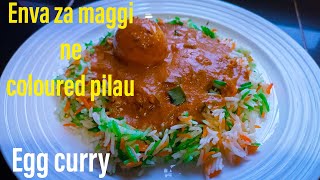 Yiga okufumba enva za maggi ne coloured pilau.#eggcurry #colourful#plain #pilaf