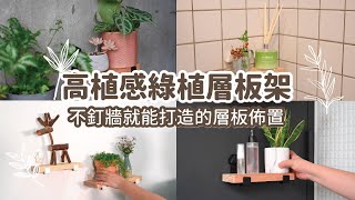 免釘牆面的角落佈置術，高植感層板架美型搭配，綠植與空間完美結合，簡單組裝重新整合牆面空間，美感與實用兼具的層板架佈置｜蛙家