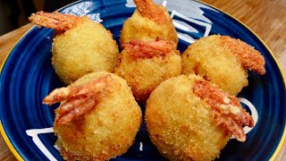 马铃薯虾球🦐好吃到爆‼️外酥里嫩，超级好吃又简单😋Fried potato Shrimp Balls 🦐 The outside is crispy and the inside is tender,