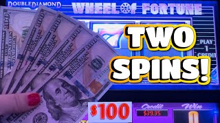 $100 Wheel of Fortune Slot Machine!  Two Spins in One Session!