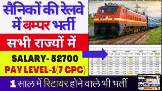 सैनिकों की रेलवे में बम्पर भर्ती | 1 साल में रिटायर होने वाले भी भर्ती | ex servicemen job | Railway