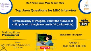 Java QA Interview Question: Find unique Pairs in an Array with a Given Sum (Java) 💻