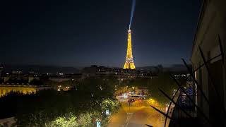 Hotel La Comtesse Paris France Balcony Eiffel Tower view at Night