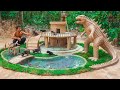 Build Godzilla And fish pond around Dog House
