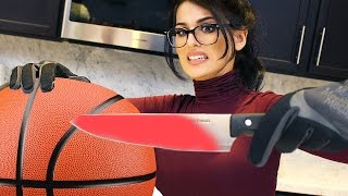 EXPERIMENT Glowing 1000 degree HOT KNIFE VS BASKETBALL