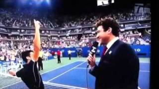 Novak Djokovic crazy dance after match against Nikolay Davdyenko - US Open 2011