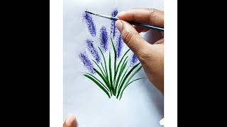 Easy Lavender Flower Drawing | How To Draw Lavender Flower Bouquet | Toothbrush Painting | #shorts