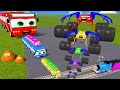 Big & Small Long Bus Lightning McQueen vs Thomas Trains - BeamNG.Drive