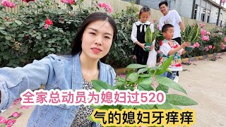 全家出动给媳妇过花样式520，钱和鲜花都送了，媳妇还气的牙痒痒