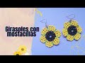 Flor en mostacilla paso a paso | Aretes Girasol en mostacilla 🌼 ♡