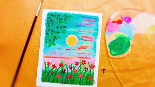 Easy acrylic painting for beginners/ simple and aesthetic nature painting step by step / Uswa Artsy
