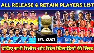 IPL 2021 - All Teams Complete Retain & Release Players List