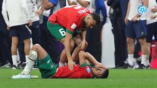 انهيار لاعبي المنتخب المغربي بعد الاقصاء من نصف نهائي كأس العالم وبكاء حكيمي