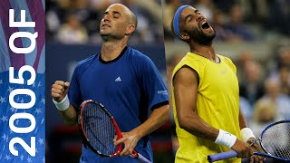 Andre Agassi vs James Blake in a five-set late-night classic! | US Open 2005 Quarterfinal