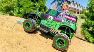 Unboxing & Riding: Kids Love The Grave Digger Monster Truck | Elias And Eugene