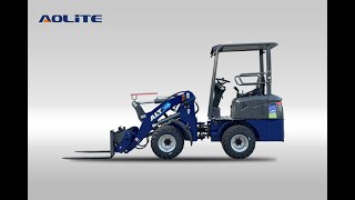 AOLITE E607 electric mini wheel loader new energy 100% battery power 700kg rated load loader