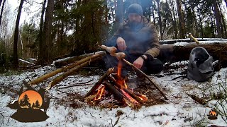 Дикая кухня. Один в лесу. Жарим курицу на костре