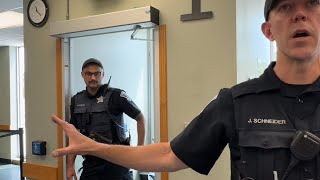 “IT’S A STATE OWNED PRIVATE BUILDING”ENTITLED SECURITY CALLS COPS-FIRST AMENDMENT
