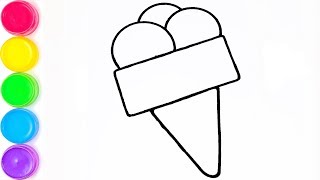 How To Draw and how to Paint a Ice Cream funny story and coloring for Kids ☺