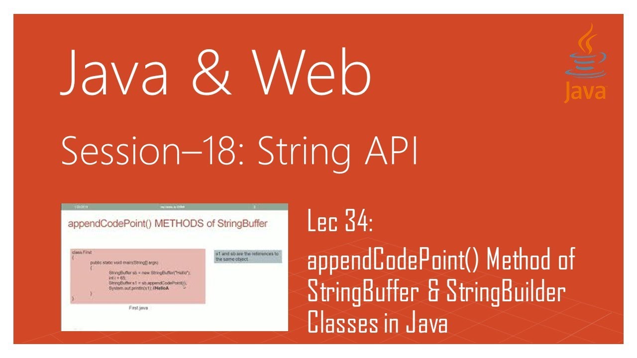 String Api In Java 34 Appendcodepoint Method Of Stringbuffer