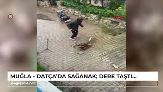 MUĞLA - Datça'da sağanak; dere taştı, ev ve iş yerlerini su bastı