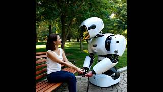 Robo amarrando o sapato de uma pessoa #IA #ai