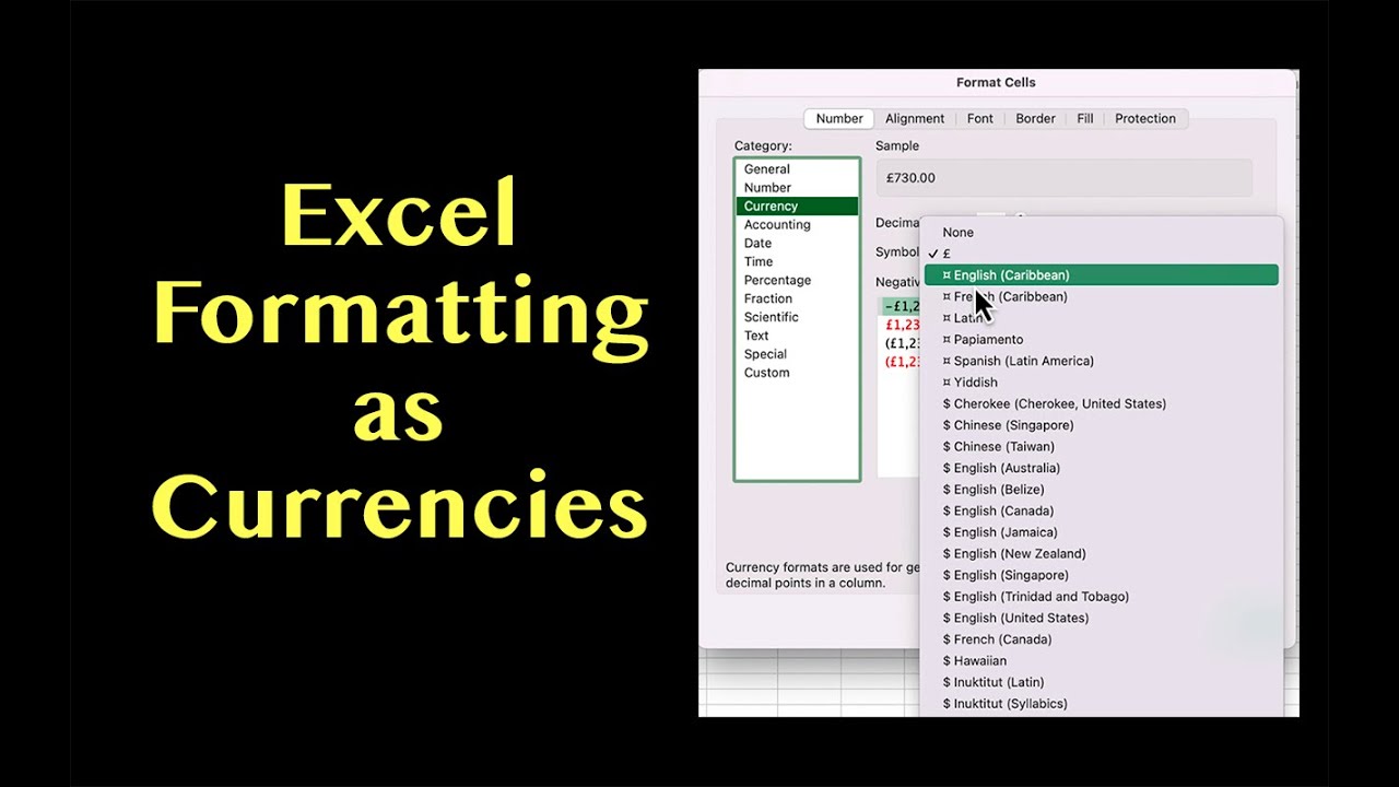 Excel: Formatting Numbers In Currency - YouTube