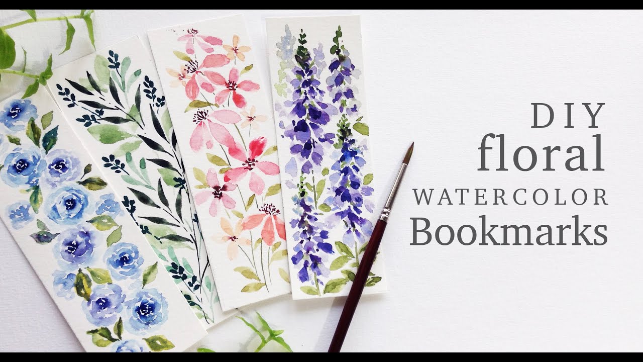 Diy Floral Watercolor Bookmarks Youtube