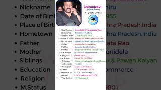 🎬 Chiranjeevi (South Actor) Biography: #shorts #short #youtube #ytshorts #chiranjeevi #biography #yt