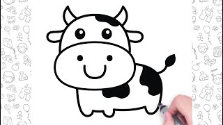 How to draw a Cow Easy | Cartoon Cow Drawing for Children | Cow drawing step by step