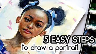 5 EASY STEPS TO DRAW A PORTRAIT WITH COLOR PENCILS!