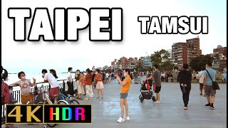 Taipei Tamsui walk - night river and Street food【4K】Taiwan 2021 - 09/21