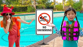 Emma and Lyndon Learn about Swimming Pool Rules | Kids Swim