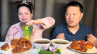 Wow Spicy Salmon Fish fry Indian style अनि तोरीको मिथो गुन्दूकमा झोल सॅंग Nepali mukbang🙏