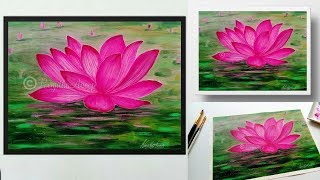 Making of Easy Acrylic Painting - Lotus Painting - Pond - Acrylics - Relaxing - Easy - Step by Step