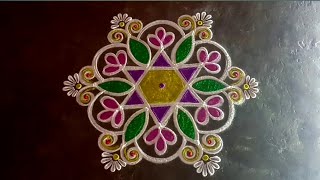 Aadi18 5x3dot starflowerkolam/ Varalakshmi viradham friday/flower rangoli /gokulramya kolangal