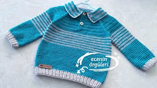 Crocheted Wonderful Baby Sweater Pattern/Tığ işi Harika Bebek Kazağı /Erkek Bebek Kazak / 1 yaş için