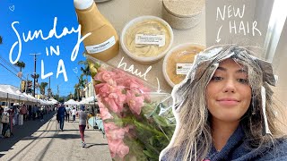 SUNDAY ROUTINE VLOG! farmers market, trader joes + NEW HAIR