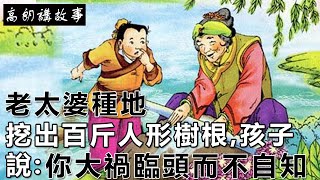 民間故事: 老太婆種地，挖出百斤人形樹根，孩子說:你大禍臨頭而不自知｜高朗講故事