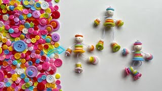 I Make Beautiful Doll from Buttons - Pretty Doll Keychain Tutorial - Design Hack