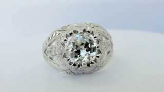 Antique 1.35ct Old European Cut Diamond Ring - Solid 18K White Gold