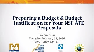 Webinar: Preparing a Budget and Budget Justification