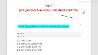 #9 Important Java Language MCQ Array part 1 for Interview Placement & Exam
