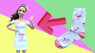 DIY Barbie DRESS out of Socks | How to Make Doll Dress Easy