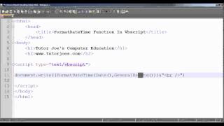 FormatDateTime In Vbscript Tamil