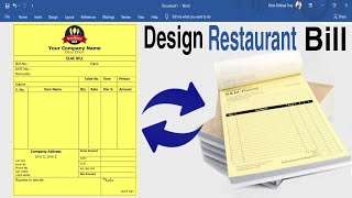 Printable Restaurant Bill Design in Ms Word Tutorial