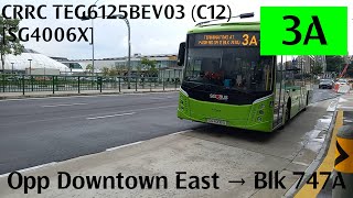 CRRC TEG6125BEV03 (C12) [SG4006X] on Service 3A (Opp Downtown East → Blk 747A)