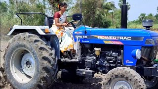 village girl driving  POWERTRAC EURO 55 Tractor driving village Lady diving|come for my village