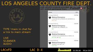 LA County Fire - *Live* LACoFD Scanner - LA Captain - 08-Jun-2026 - S9