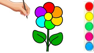 How to draw a beautiful rainbow flower for kids / Как нарисовать красивый радужный цветок для детей